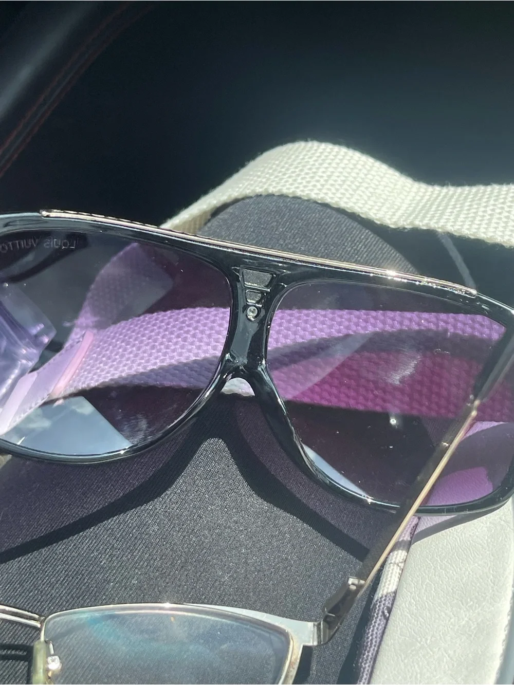 Louis Vuitton Black Sunglasses with Purple Lenses